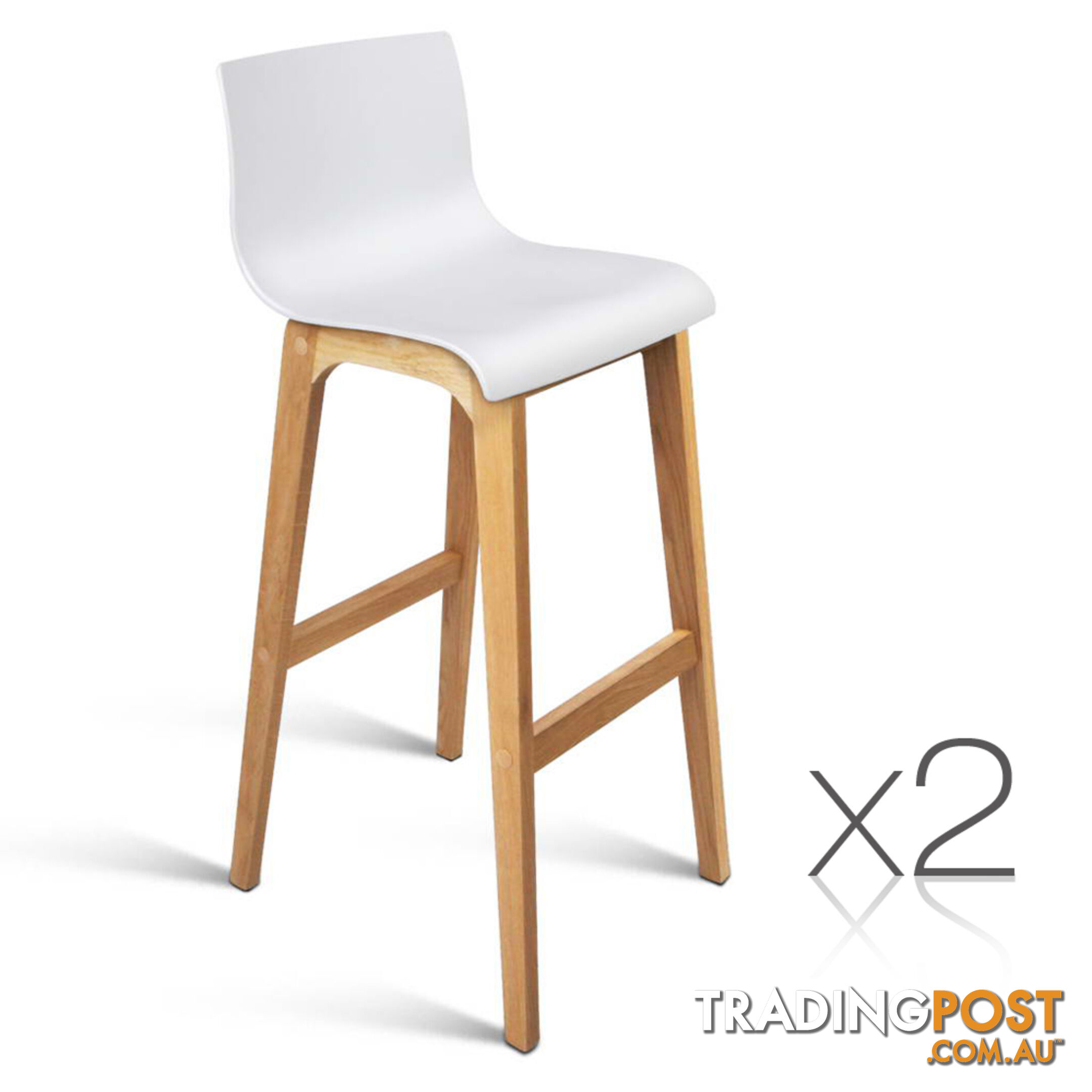 Set of 2 High Seat Back Barstools White