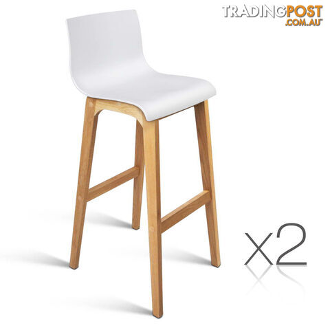 Set of 2 High Seat Back Barstools White