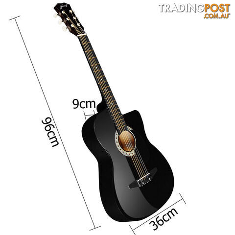 38 Inch Wooden Acoustic Guitar Black - photo 2 of 8
