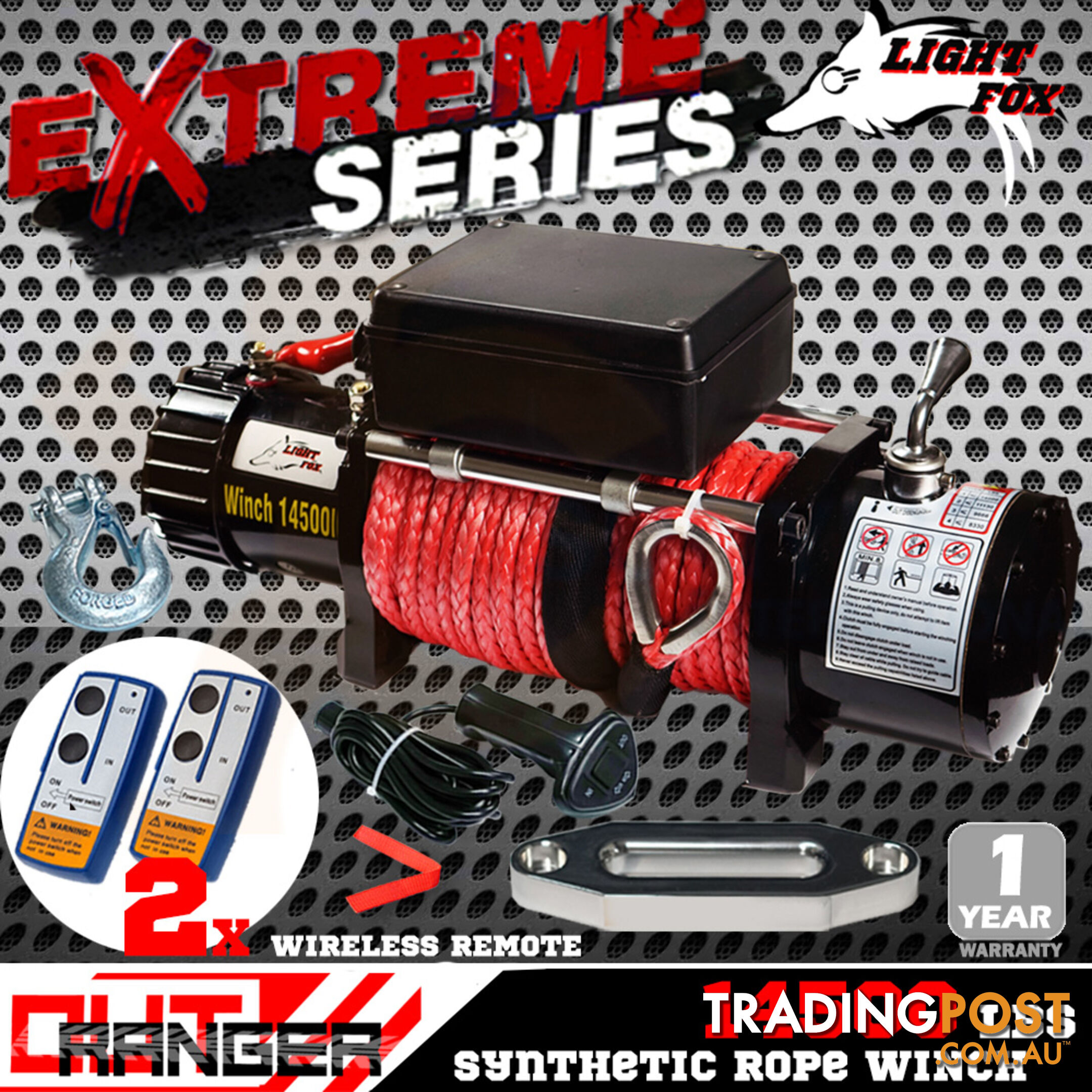 14500LBS Electric Winch 26M Synthetic Rope 6577KG 12V Wireless Remote 4WD 4X4