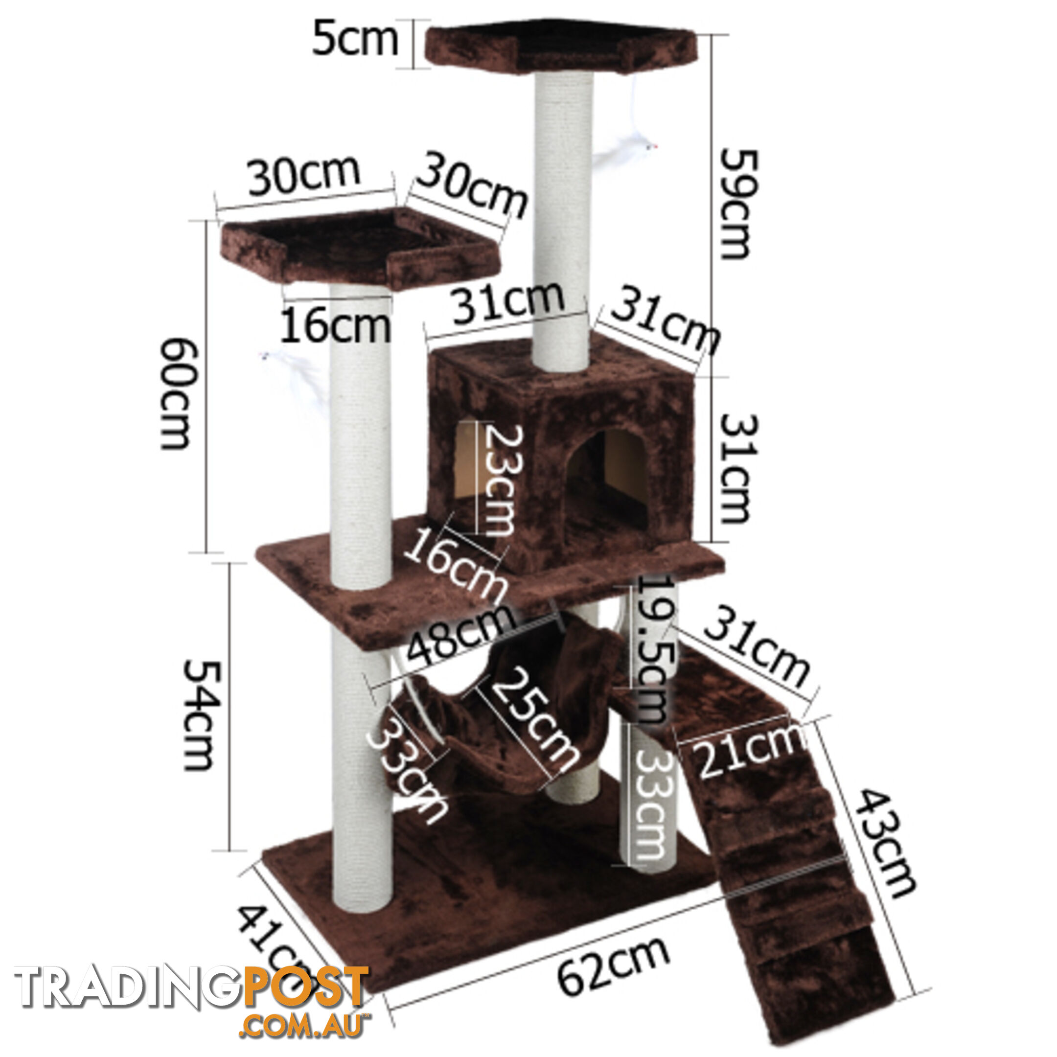 Cat Scratching Poles Post Furniture Tree House Brown