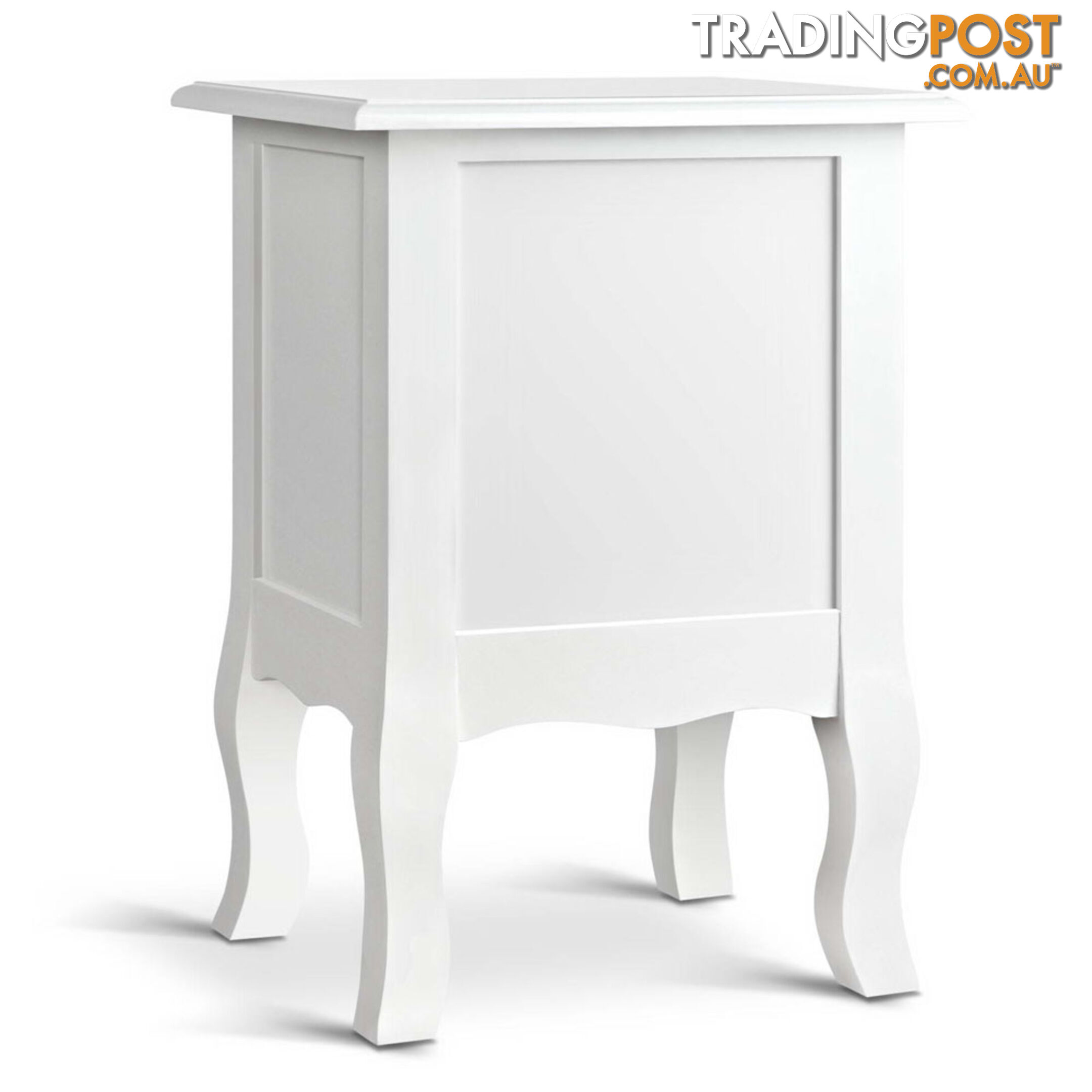 Vintage Style Bedside Side Table with 2 Drawers - White