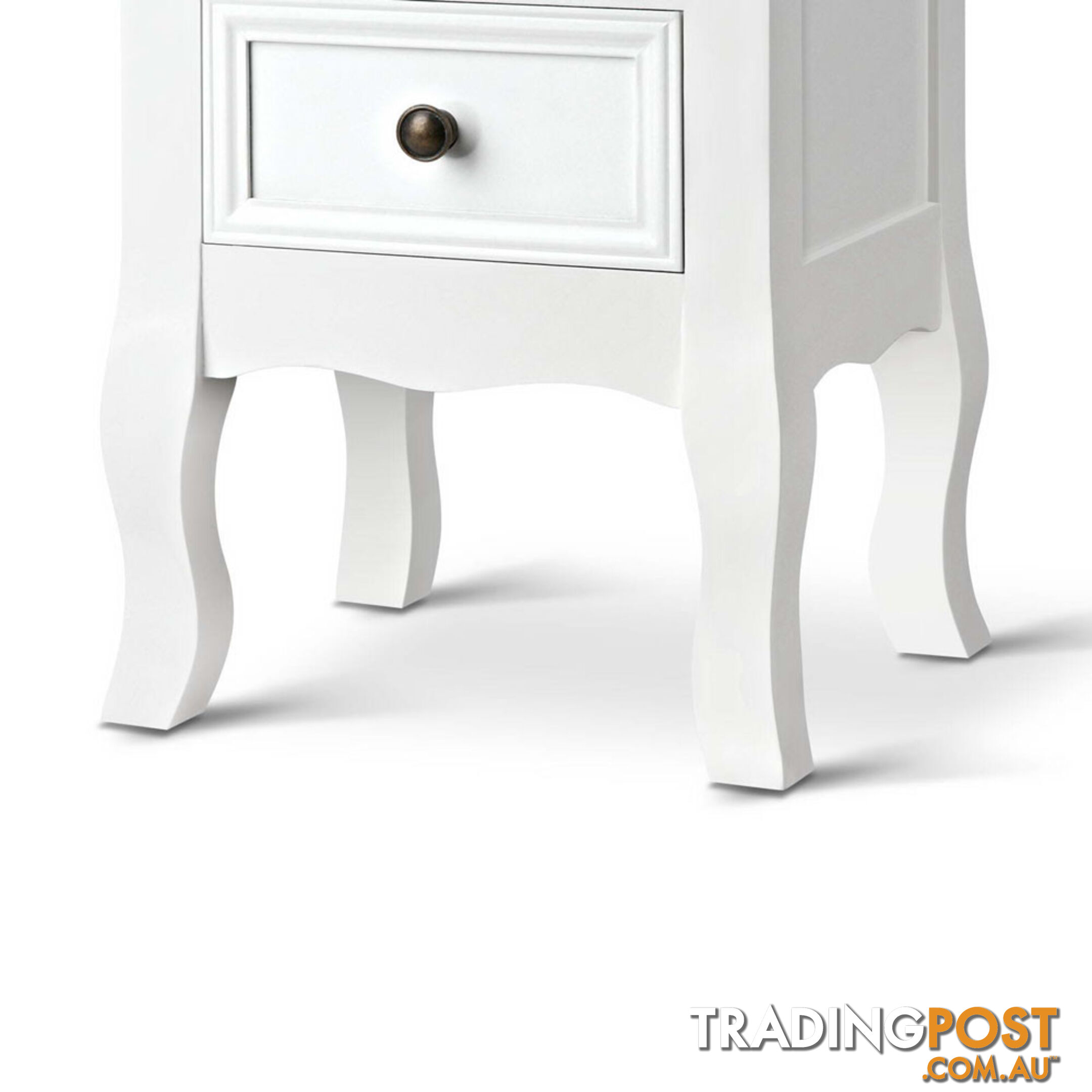 Vintage Style Bedside Side Table with 2 Drawers - White