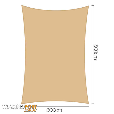 Heavy Duty 185GSM Shade Sail Canopy 3 x 5 M Sand