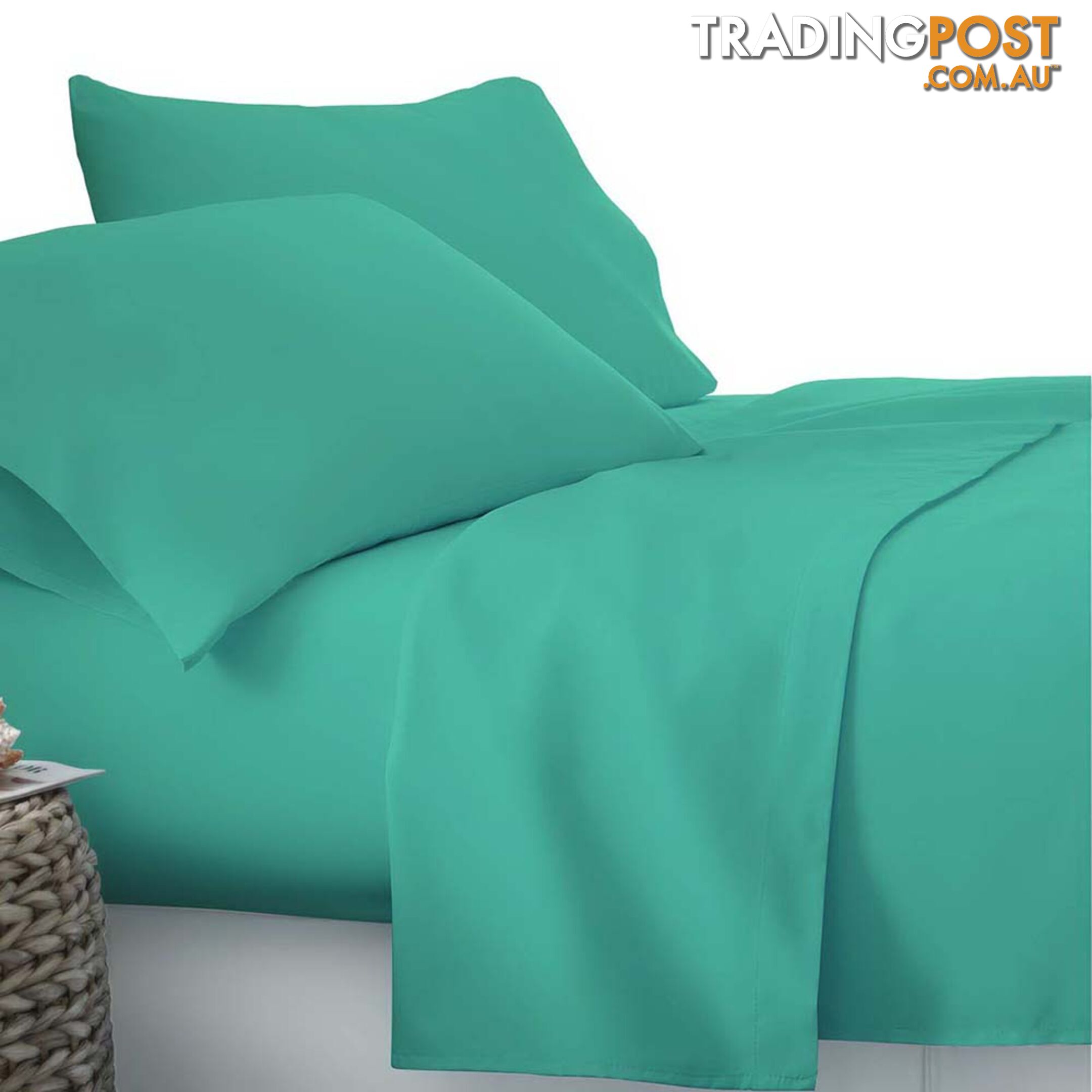 4 Piece Microfibre Sheet Set Queen_ Aqua