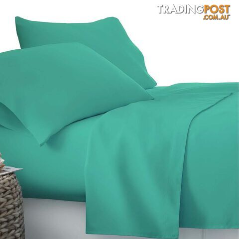 4 Piece Microfibre Sheet Set Queen_ Aqua