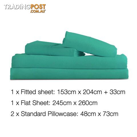 4 Piece Microfibre Sheet Set Queen_ Aqua