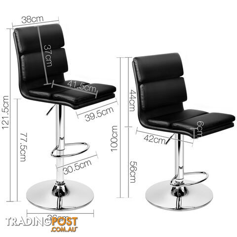 Set of 2 PU Leather Bar Stools - Black - photo 2 of 11