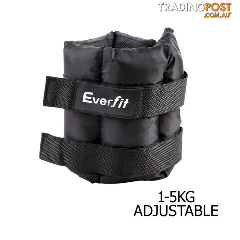 Set of 2 5 kg Wrist Ankle Weights Gym Training w/ Adjustable Pair Strap