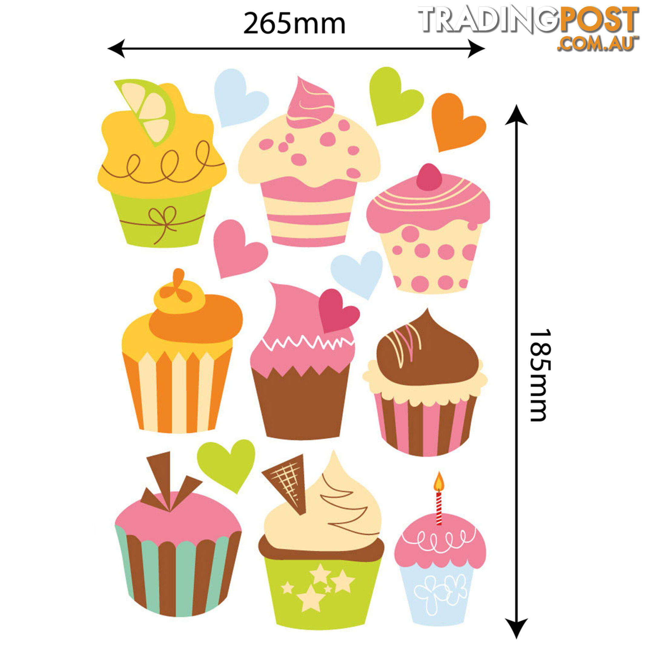 Medium Size Cute Cupcakes Wall Stickers - Totally Movable and Reusable