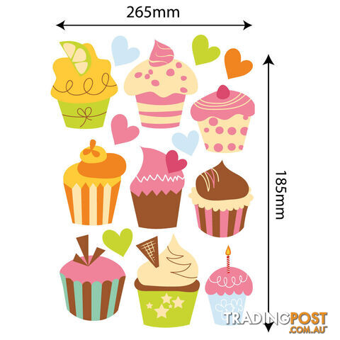 Medium Size Cute Cupcakes Wall Stickers - Totally Movable and Reusable