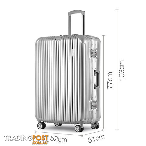 Hard Shell Travel Luggage with TSA Lock Silver