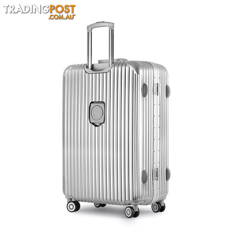 Hard Shell Travel Luggage with TSA Lock Silver