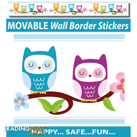 Cute Nursery Owl Wall Border Stickers - Totally Movable