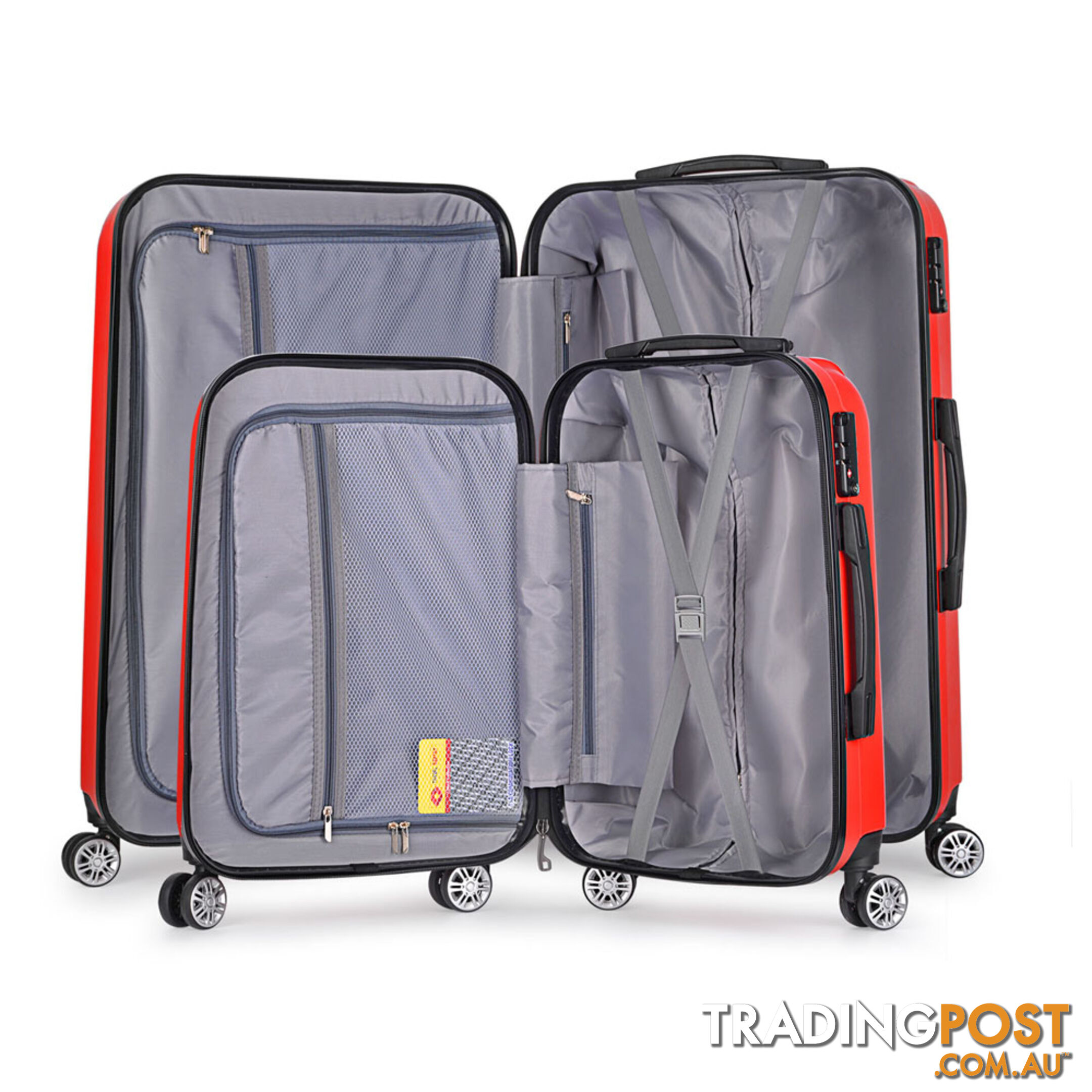 Set of 2 Hard Shell Travel Luggage with TSA Lock - Red