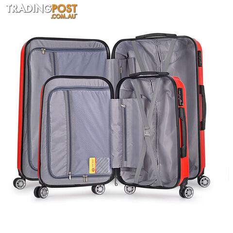 Set of 2 Hard Shell Travel Luggage with TSA Lock - Red