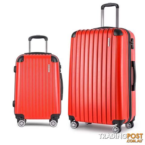 Set of 2 Hard Shell Travel Luggage with TSA Lock - Red