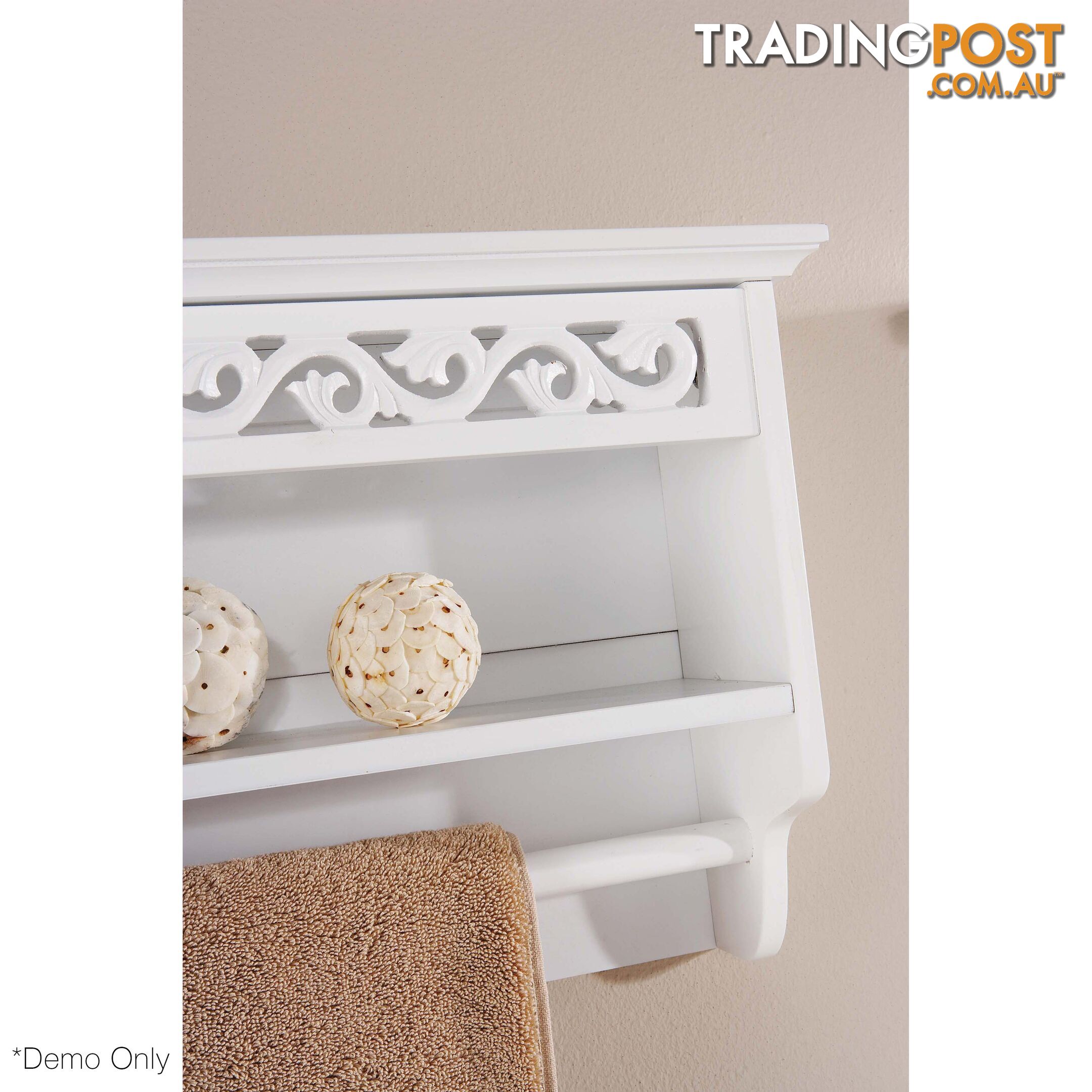 Lure Towel Rail with Shelf in WHITE