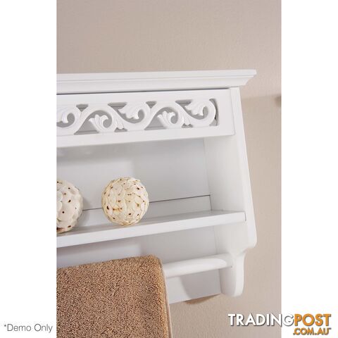 Lure Towel Rail with Shelf in WHITE