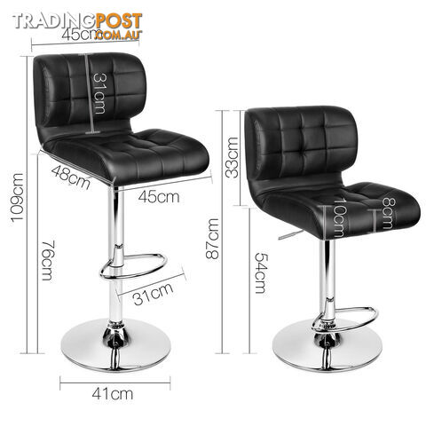 Set of 2 Leather Bar Stools - Black - photo 2 of 10