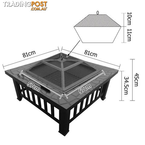 Outdoor Fire Pit BBQ Table Grill Fireplace Stone Pattern