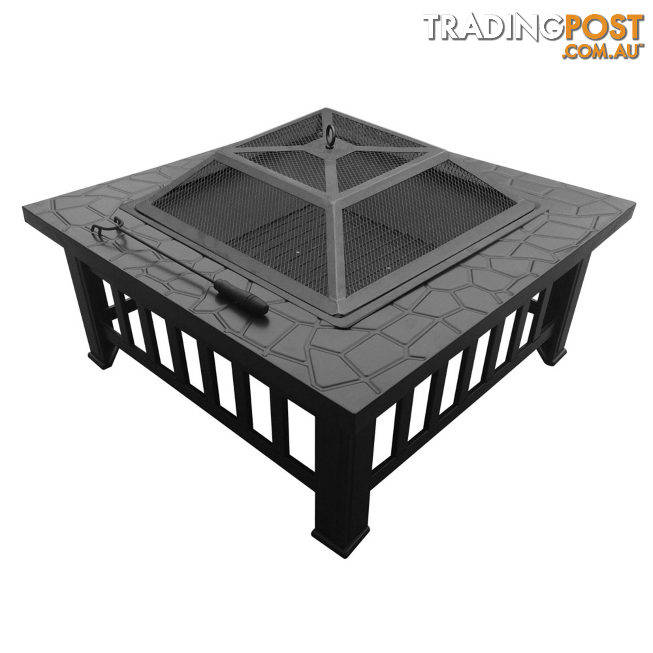 Outdoor Fire Pit BBQ Table Grill Fireplace Stone Pattern