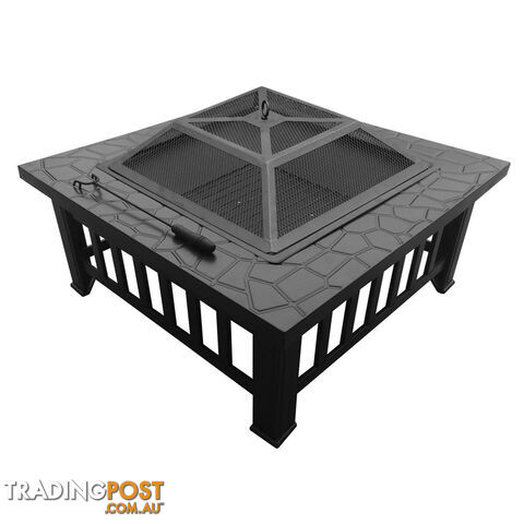 Outdoor Fire Pit BBQ Table Grill Fireplace Stone Pattern