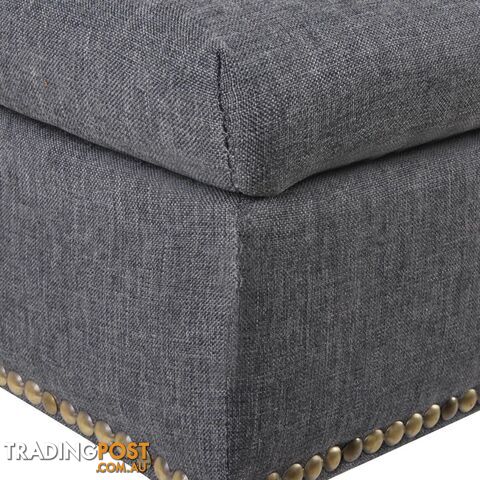 Linen Fabric Storage Ottoman _ Grey