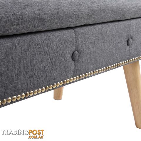 Linen Fabric Storage Ottoman _ Grey