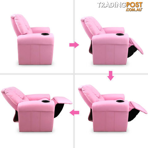 Kids Padded PU Leather Recliner Chair  - Pink