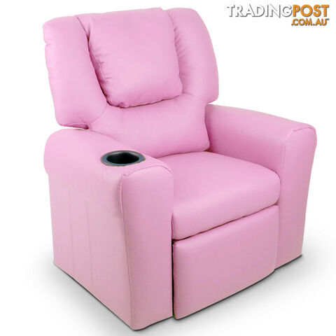 Kids Padded PU Leather Recliner Chair  - Pink