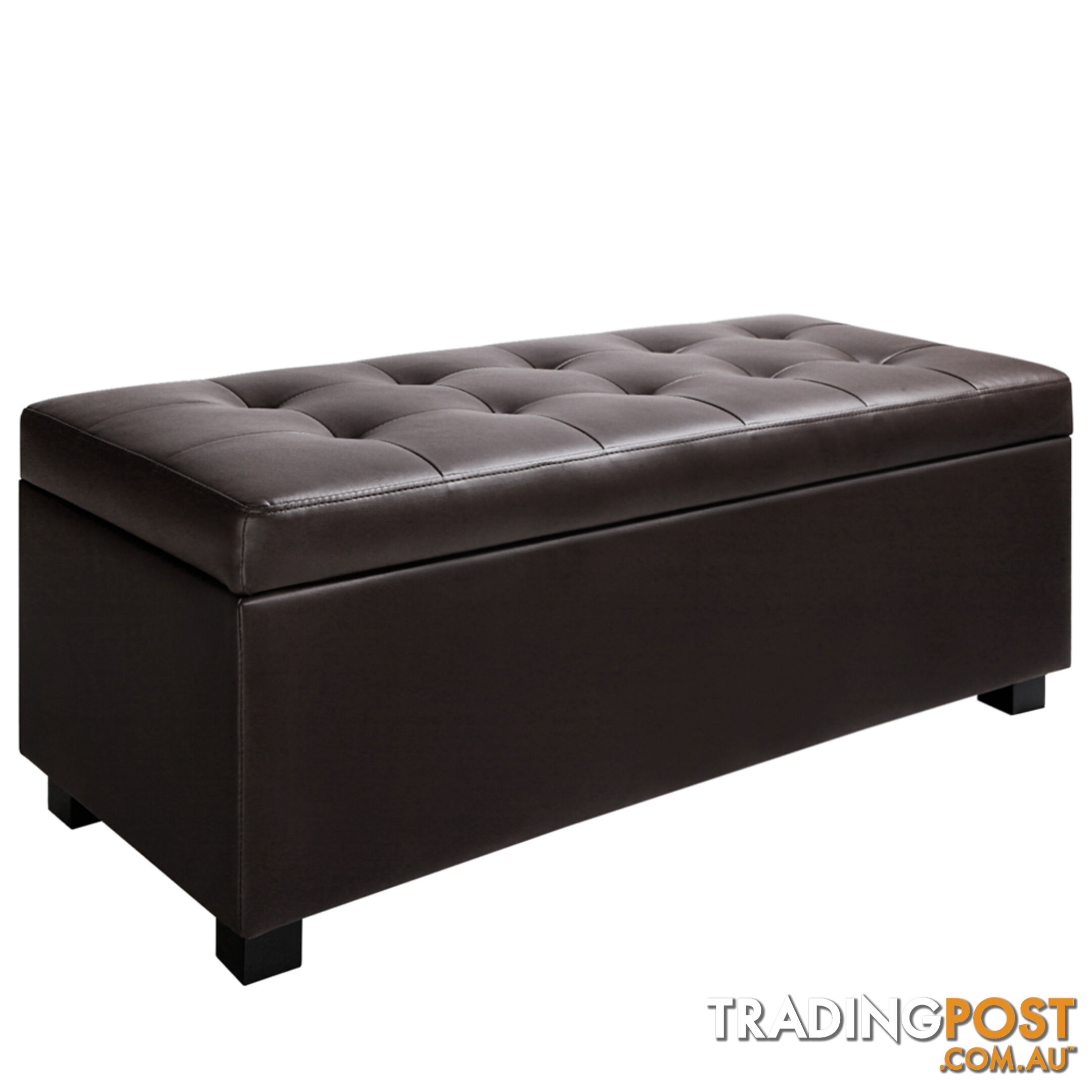 Large Ottoman PU Leather Chest Storage Box Foot Stool Brown