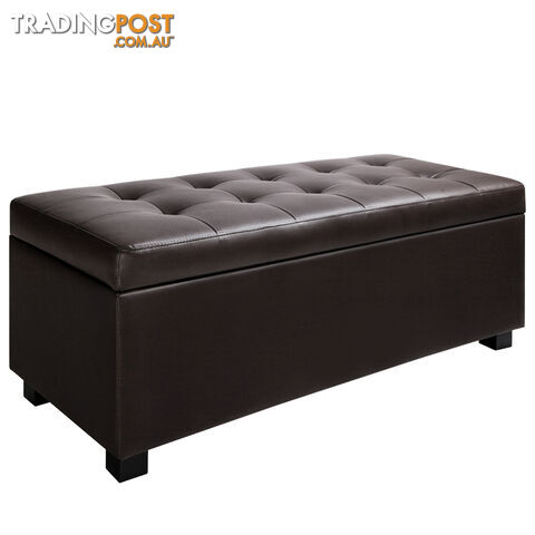 Large Ottoman PU Leather Chest Storage Box Foot Stool Brown