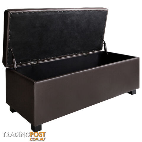 Large Ottoman PU Leather Chest Storage Box Foot Stool Brown