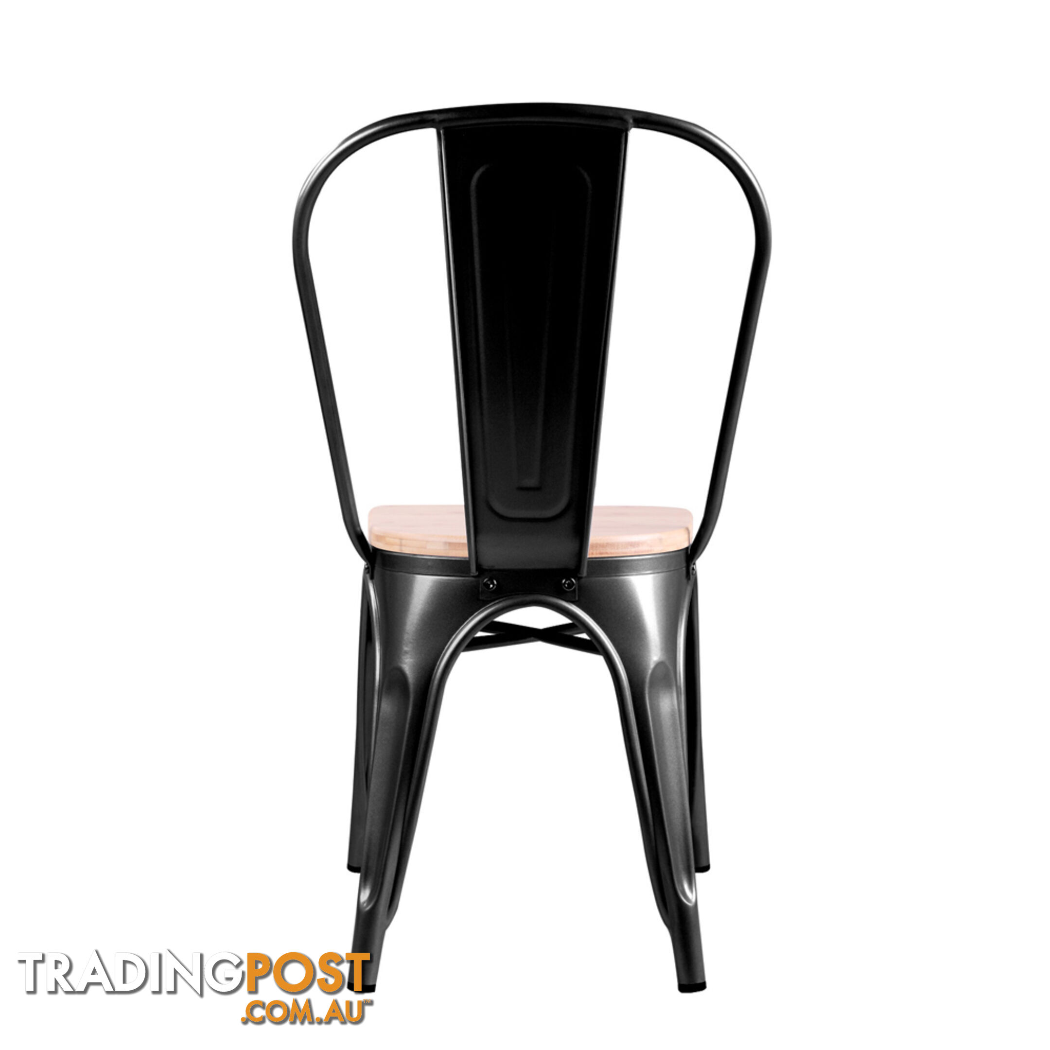 Set of 2 Replica Tolix Dining Metal Chair Bamboo Seat Gloss Black