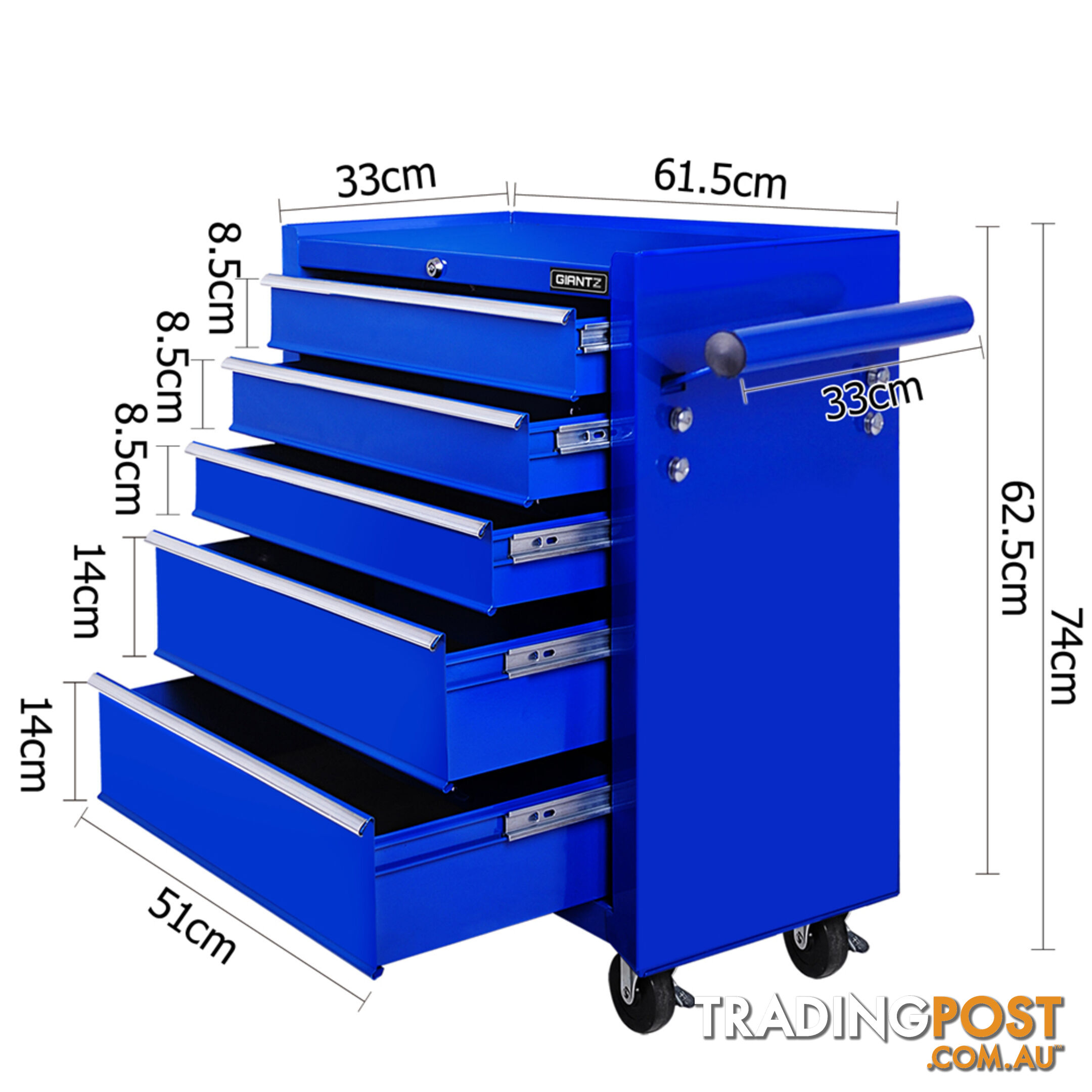 5 Drawers Roller Toolbox Cabinet  Blue