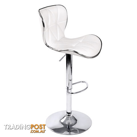 Set of 2 PU Leather Kitchen Bar Stool White