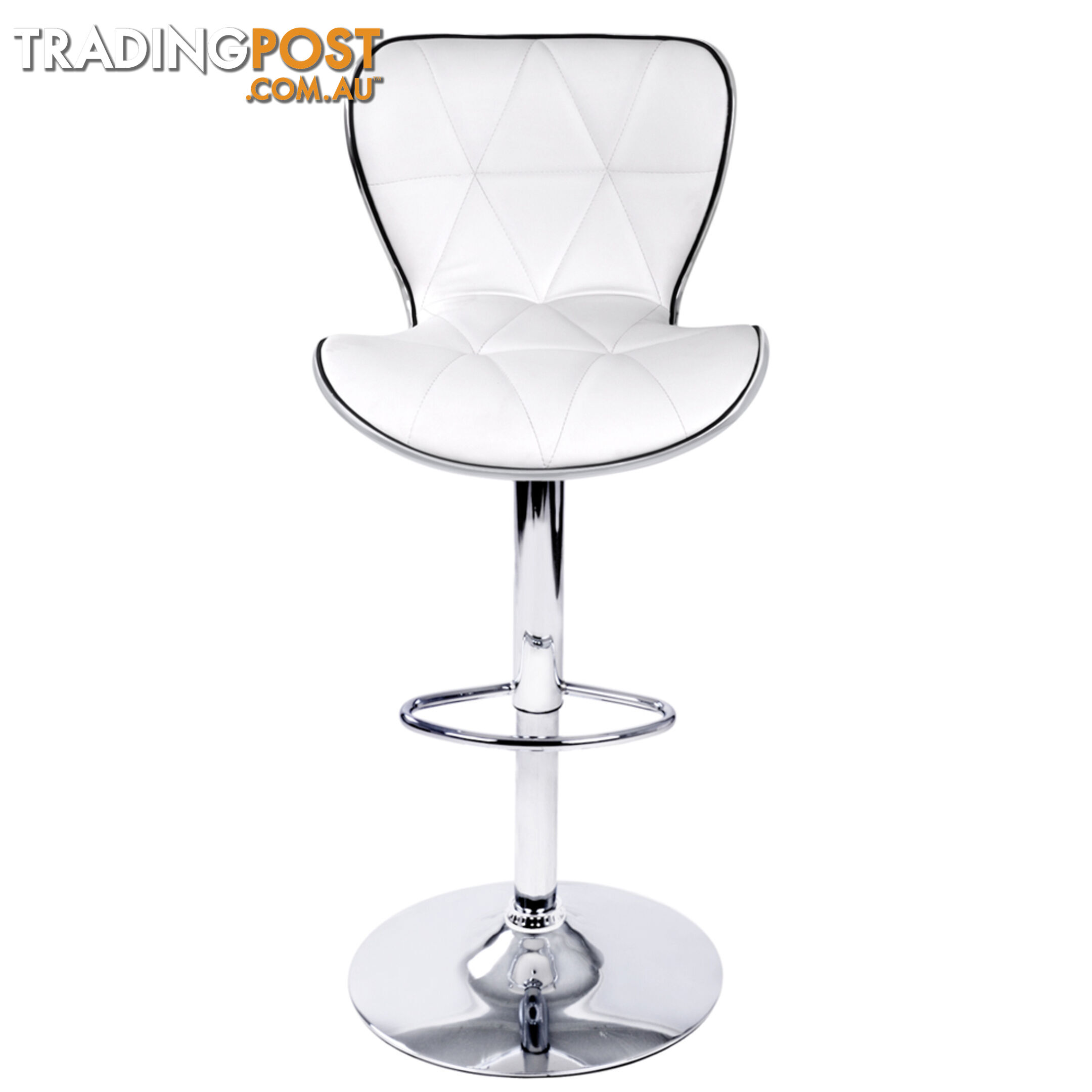 Set of 2 PU Leather Kitchen Bar Stool White