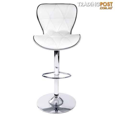 Set of 2 PU Leather Kitchen Bar Stool White