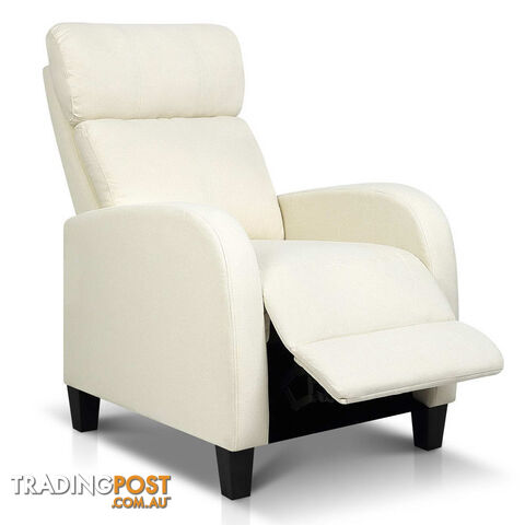 Linen Fabric Armchair Recliner - Beige