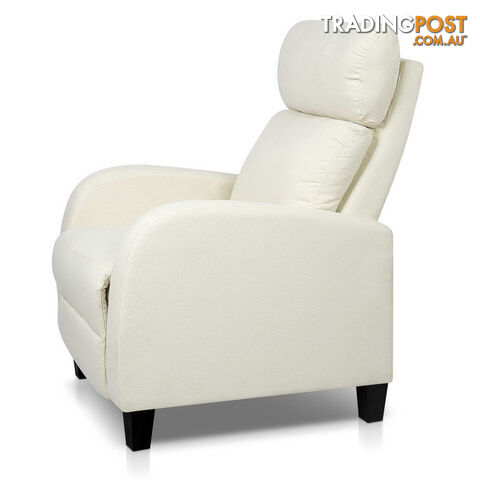 Linen Fabric Armchair Recliner - Beige - photo 4 of 12