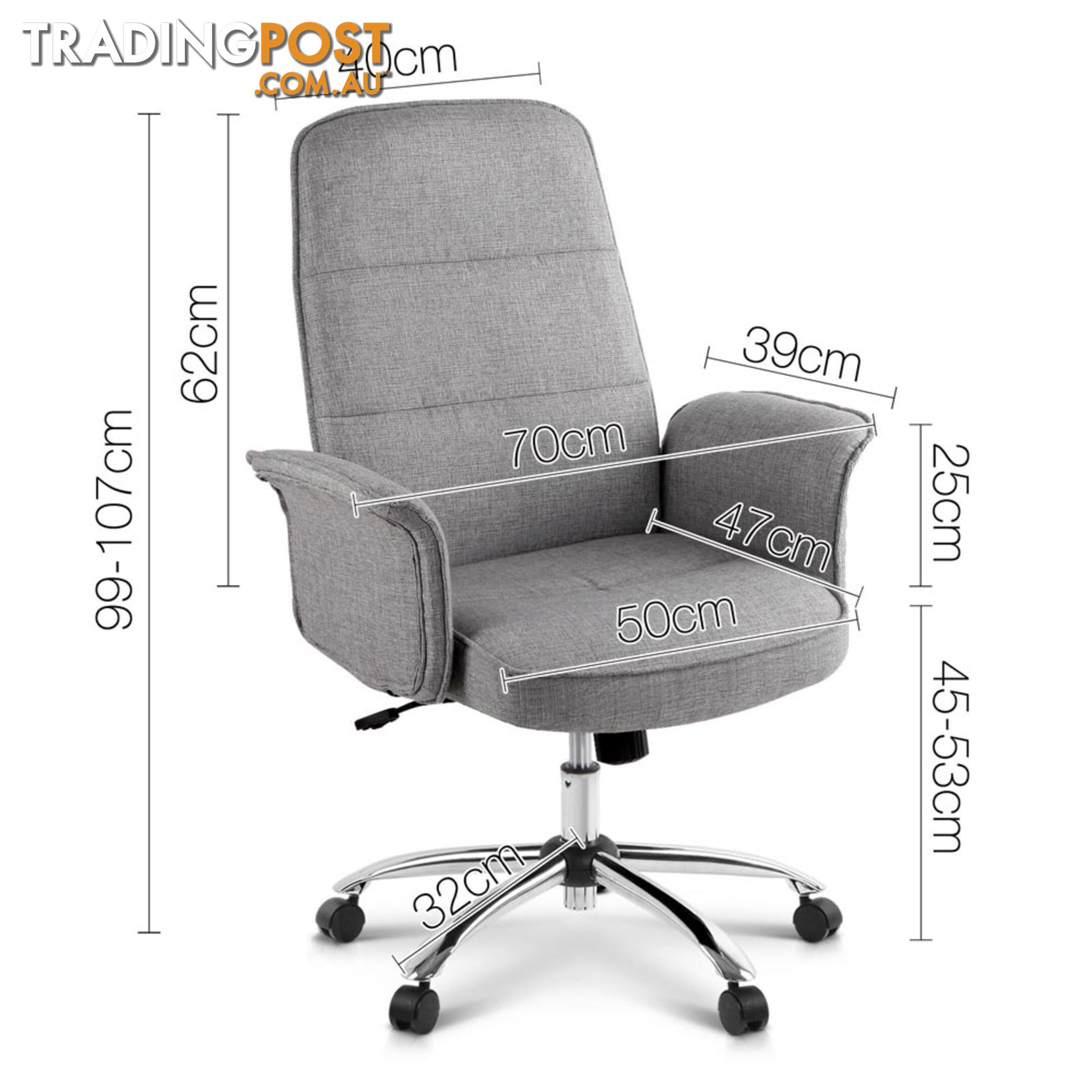 Modern Office Desk Executive Fabric Chair - Grey