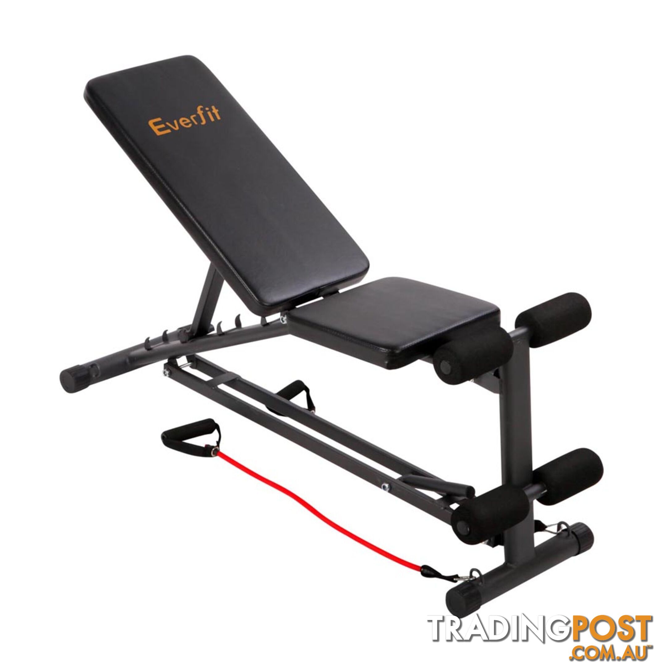 FID Flat Adjustable Bench 150Kg w/ Resistance Bands