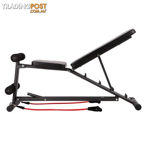 FID Flat Adjustable Bench 150Kg w/ Resistance Bands