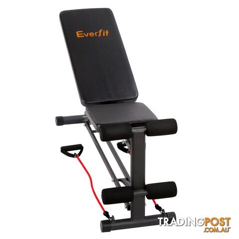 FID Flat Adjustable Bench 150Kg w/ Resistance Bands