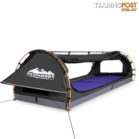 Double Camping Canvas Swag with Mattress and Air Pillow - Grey