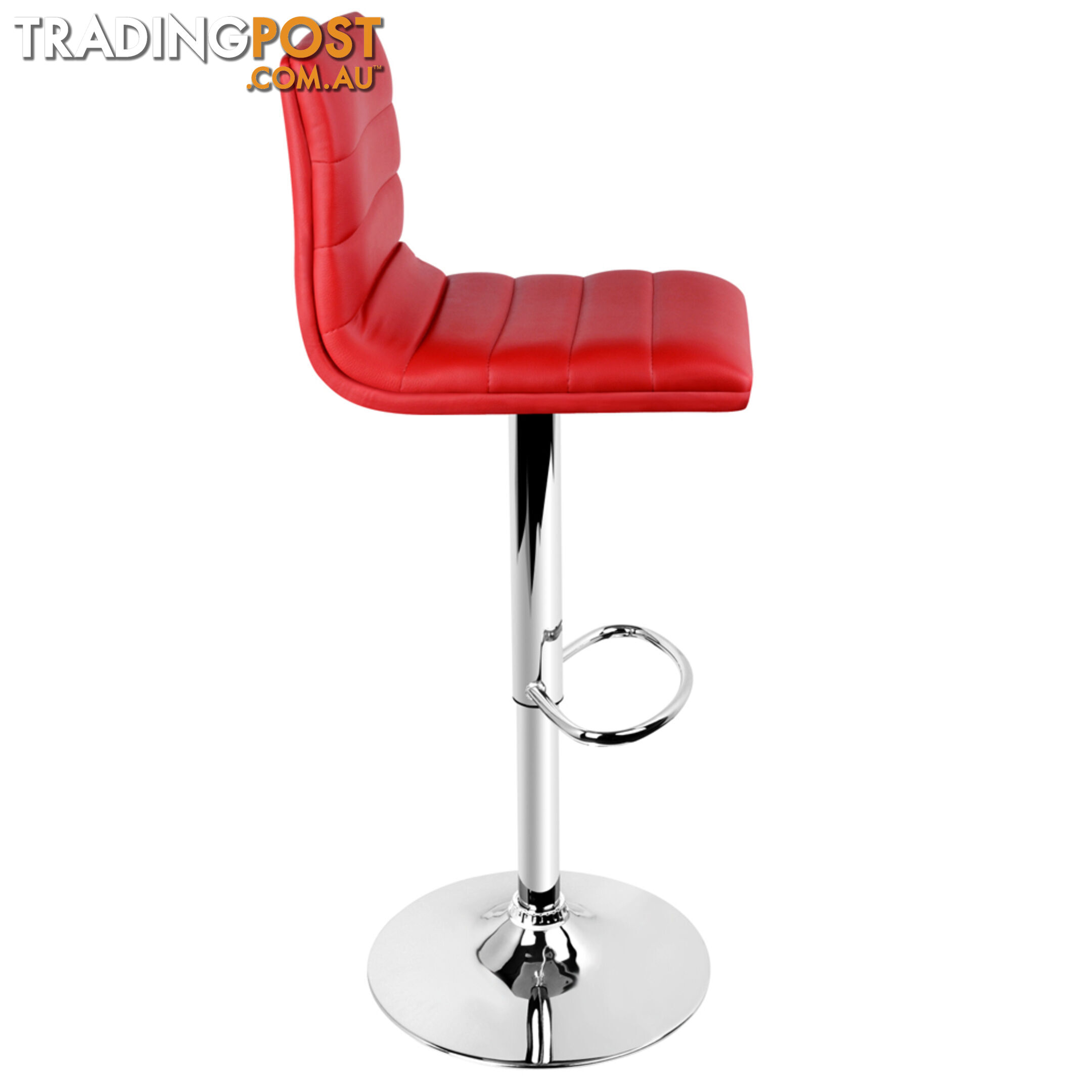 Set of 2 PU Leather Kitchen Bar Stool Red