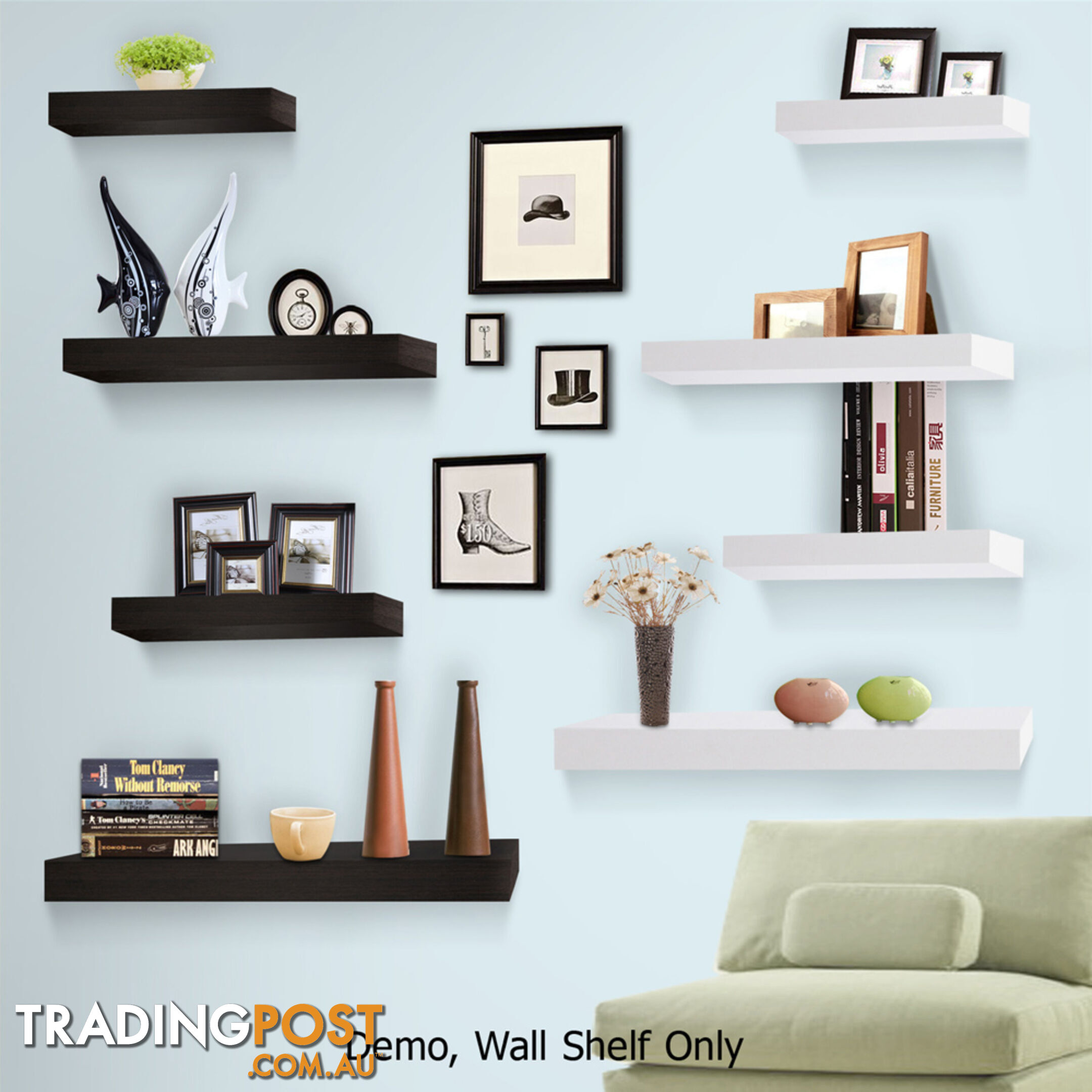 3 pcs Wall Floating Shelf Set Bookshelf Display White