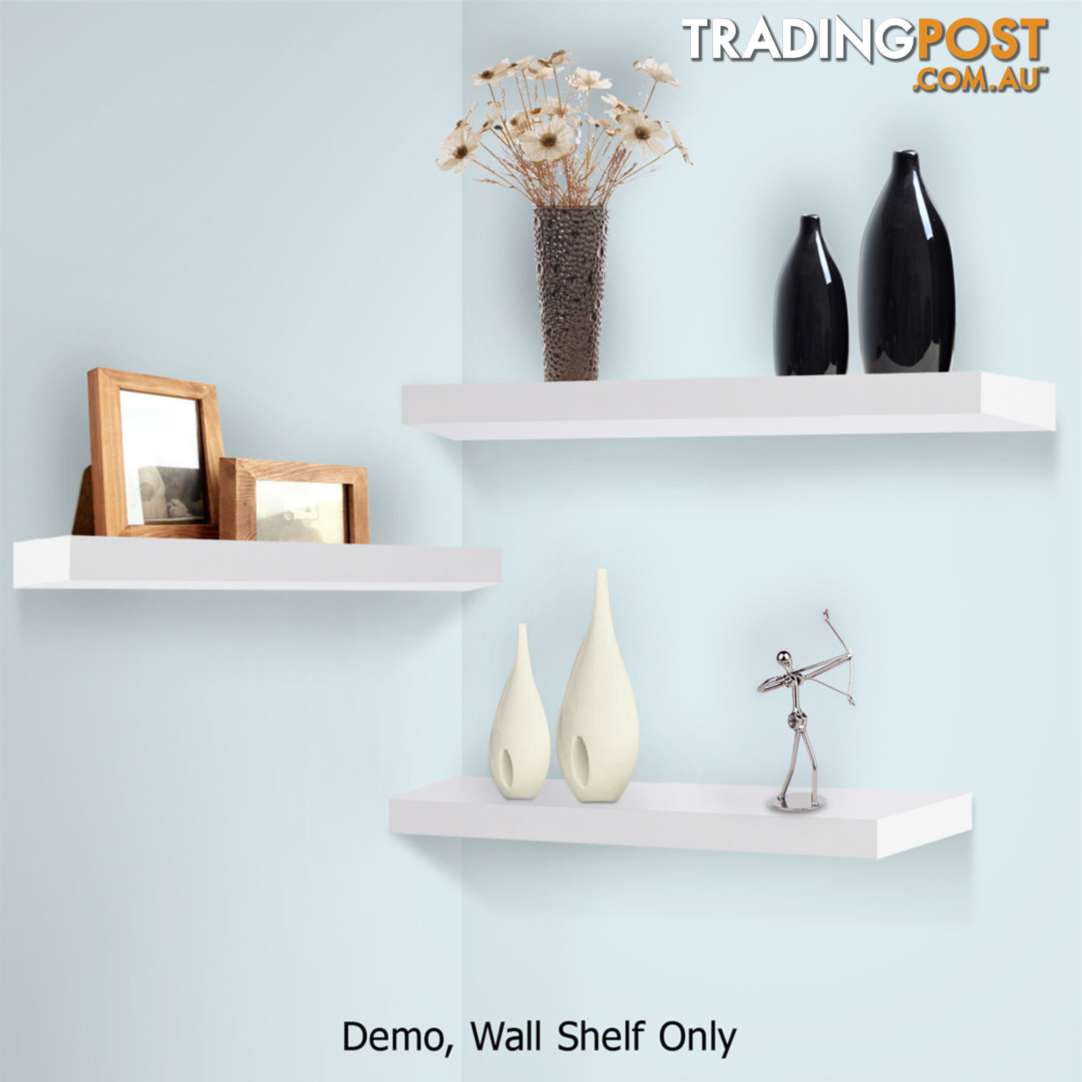 3 pcs Wall Floating Shelf Set Bookshelf Display White