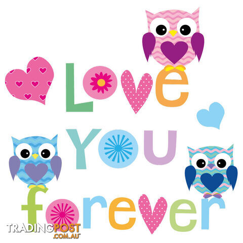 Medium Size Love Forever Owls Wall Sticker - Totally Movable